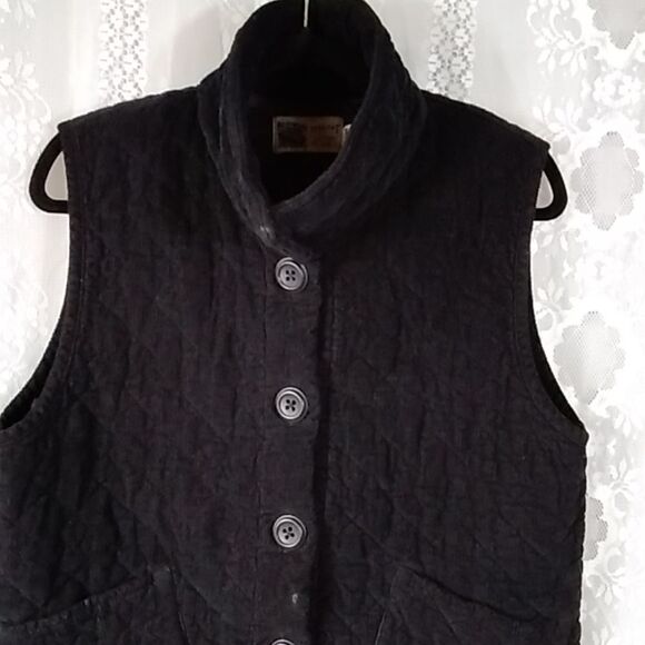Habitat Clothes To Live In Women Jacket Vest Black Size SM 100% Cotton Courduroy - Picture 10 of 16